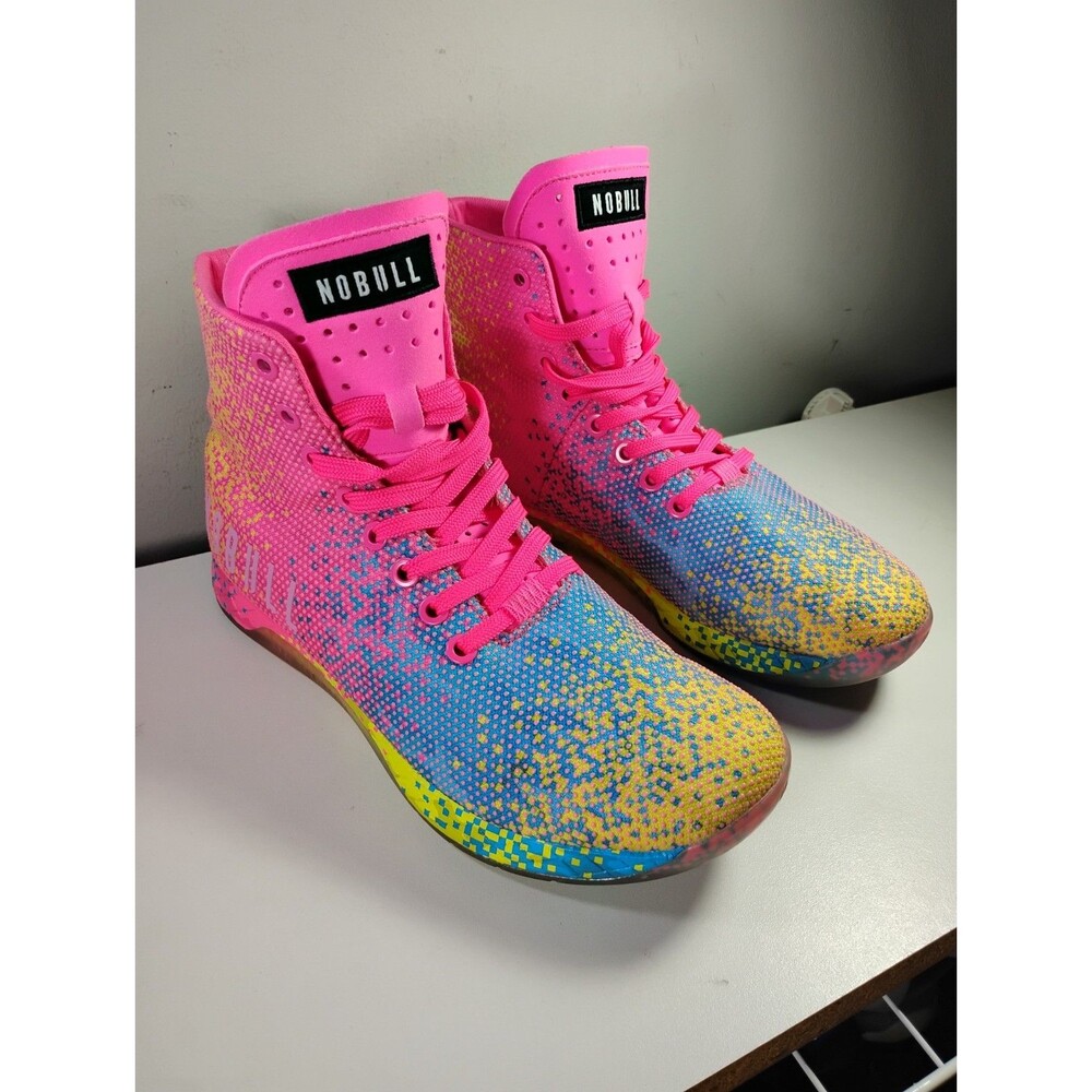 Nobull Sneakers Unisex M7.5/W9 Neon Pink Glitch High-Top Gym Trainer Shoes